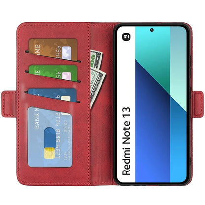For Xiaomi Redmi Note 13 4G Cell Phone Case Dual Magnetic Clasp Leather Protective Cover