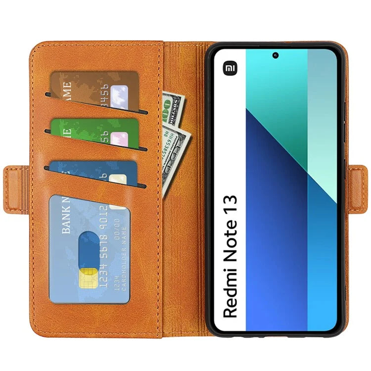 For Xiaomi Redmi Note 13 4G Cell Phone Case Dual Magnetic Clasp Leather Protective Cover