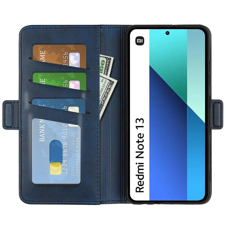 For Xiaomi Redmi Note 13 4G Cell Phone Case Dual Magnetic Clasp Leather Protective Cover