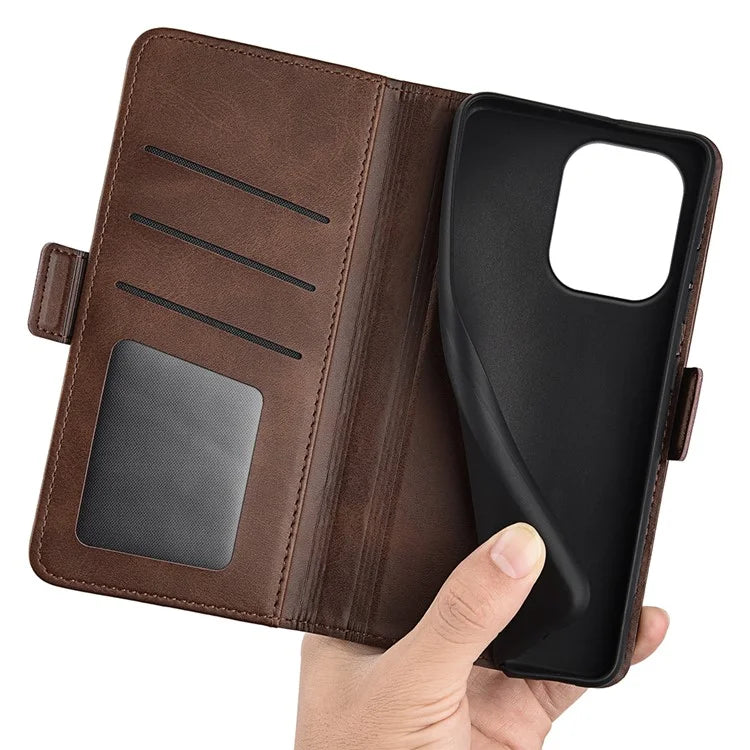 For Xiaomi Redmi Note 13 4G Cell Phone Case Dual Magnetic Clasp Leather Protective Cover