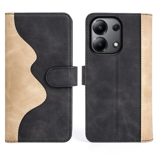 For Xiaomi Redmi Note 13 4G Case Leather Wallet Phone Cover Color Splicing