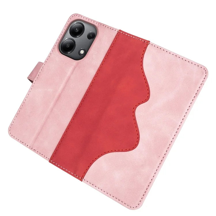 For Xiaomi Redmi Note 13 4G Case Leather Wallet Phone Cover Color Splicing