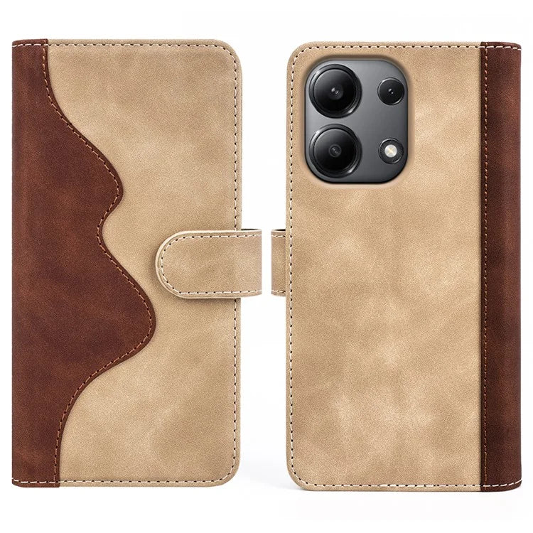 For Xiaomi Redmi Note 13 4G Case Leather Wallet Phone Cover Color Splicing