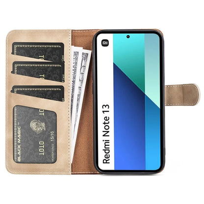 For Xiaomi Redmi Note 13 4G Case Leather Wallet Phone Cover Color Splicing