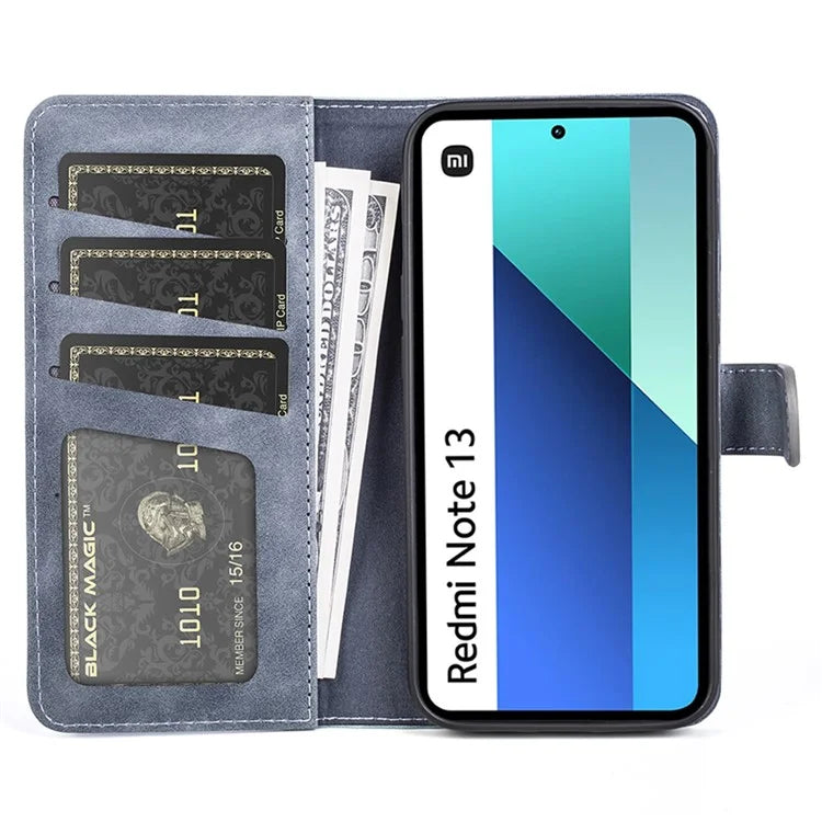For Xiaomi Redmi Note 13 4G Case Leather Wallet Phone Cover Color Splicing