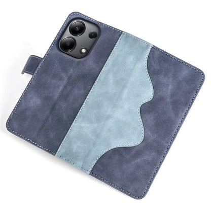 For Xiaomi Redmi Note 13 4G Case Leather Wallet Phone Cover Color Splicing