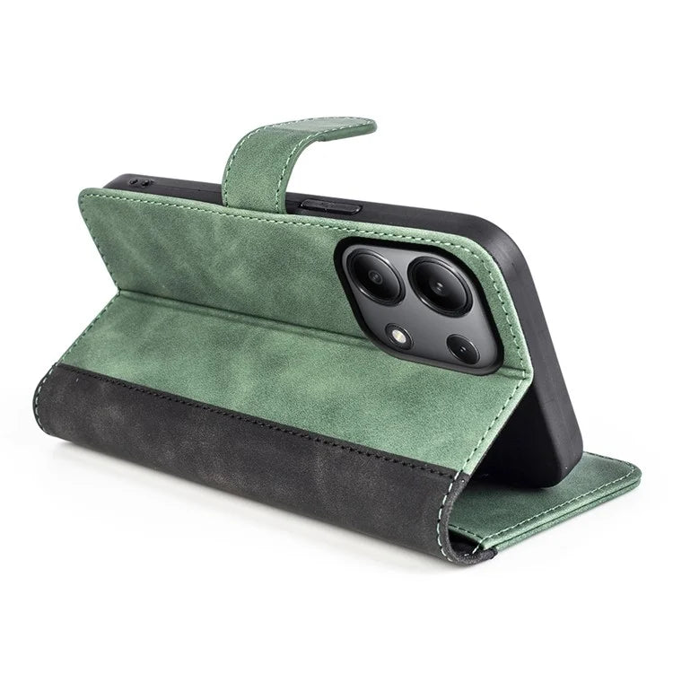 For Xiaomi Redmi Note 13 4G Case Leather Wallet Phone Cover Color Splicing