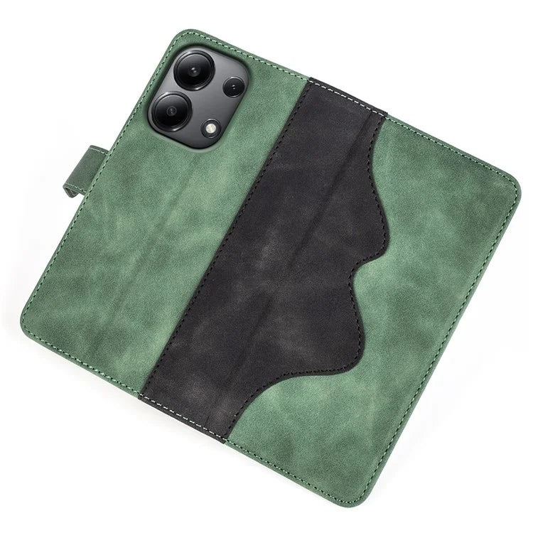 For Xiaomi Redmi Note 13 4G Case Leather Wallet Phone Cover Color Splicing