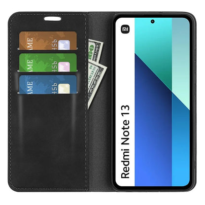 For Xiaomi Redmi Note 13 4G Leather Case Wallet Skin-touch Phone Cover