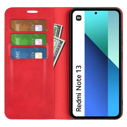 For Xiaomi Redmi Note 13 4G Leather Case Wallet Skin-touch Phone Cover