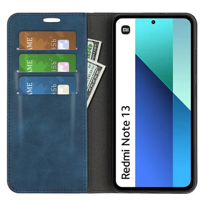 For Xiaomi Redmi Note 13 4G Leather Case Wallet Skin-touch Phone Cover
