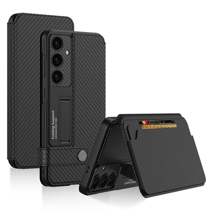 GKK For Samsung Galaxy S24+ Magnetic Case Leather+PC Card Holder Phone Cover