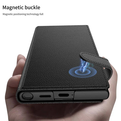 GKK For Samsung Galaxy S24+ Magnetic Case Leather+PC Card Holder Phone Cover