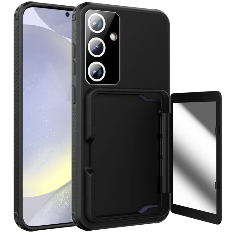 For Samsung Galaxy S24 Case Scratch-proof PC+TPU Makeup Mirror Phone Cover