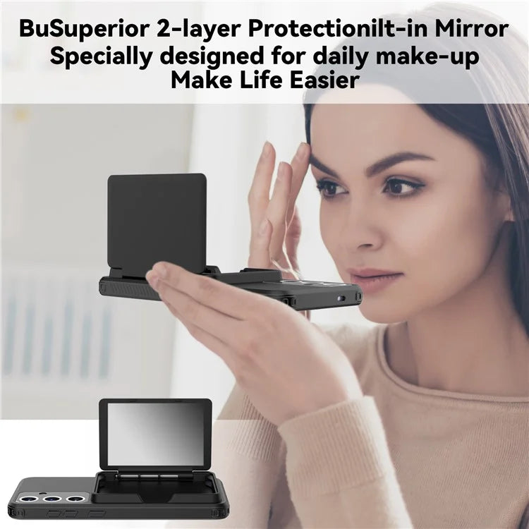 For Samsung Galaxy S24 Case Scratch-proof PC+TPU Makeup Mirror Phone Cover