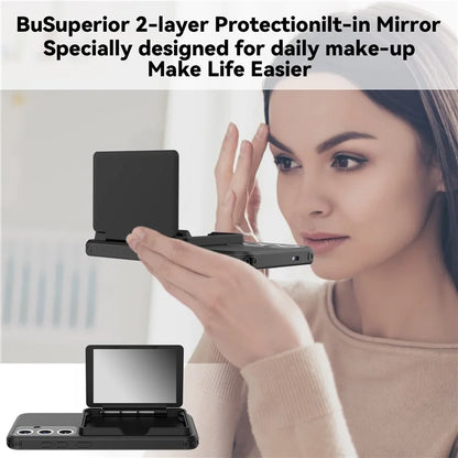 For Samsung Galaxy S24 Case Scratch-proof PC+TPU Makeup Mirror Phone Cover