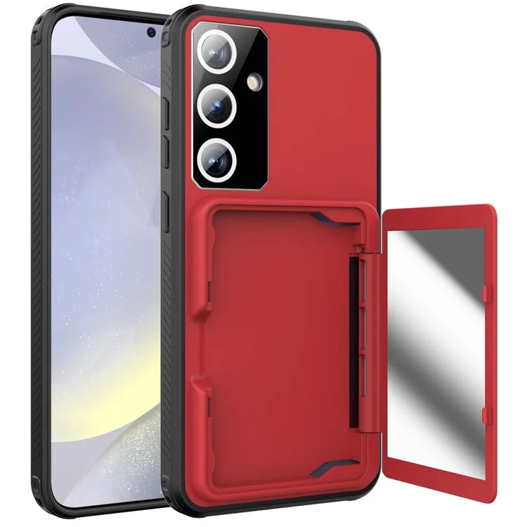 For Samsung Galaxy S24 Case Scratch-proof PC+TPU Makeup Mirror Phone Cover