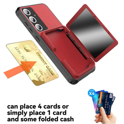 For Samsung Galaxy S24 Case Scratch-proof PC+TPU Makeup Mirror Phone Cover