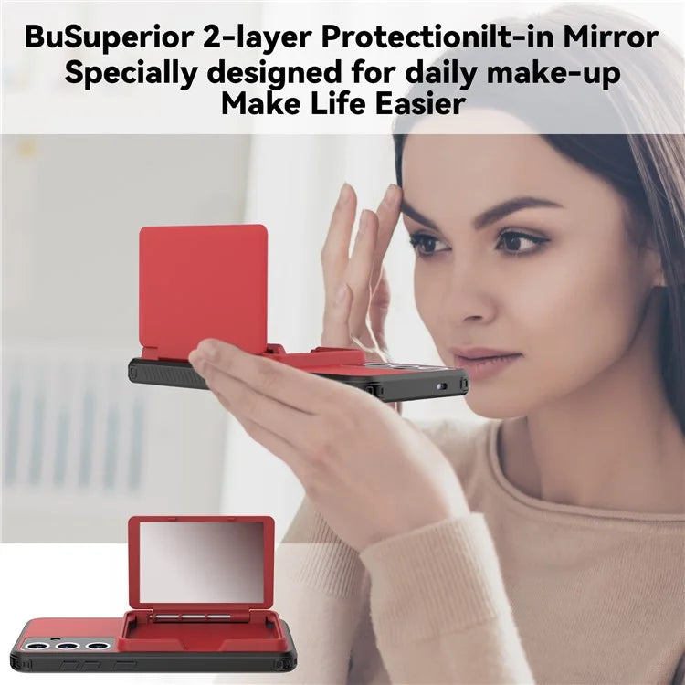 For Samsung Galaxy S24 Case Scratch-proof PC+TPU Makeup Mirror Phone Cover