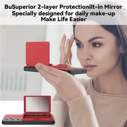 For Samsung Galaxy S24 Case Scratch-proof PC+TPU Makeup Mirror Phone Cover