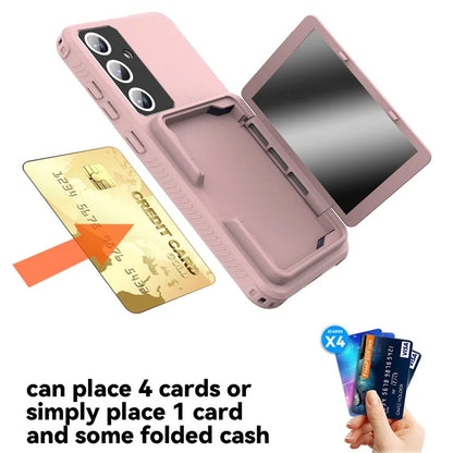 For Samsung Galaxy S24 Case Scratch-proof PC+TPU Makeup Mirror Phone Cover