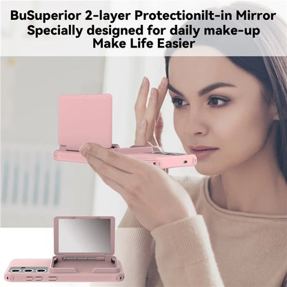 For Samsung Galaxy S24 Case Scratch-proof PC+TPU Makeup Mirror Phone Cover