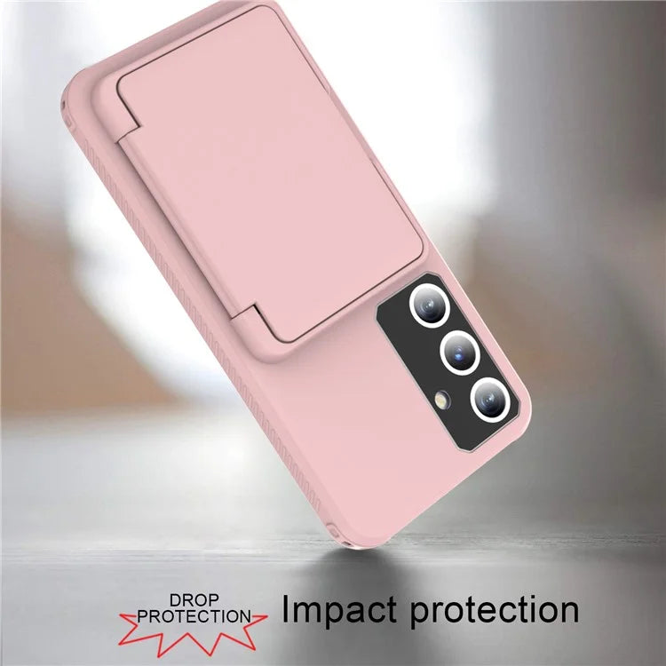 For Samsung Galaxy S24 Case Scratch-proof PC+TPU Makeup Mirror Phone Cover