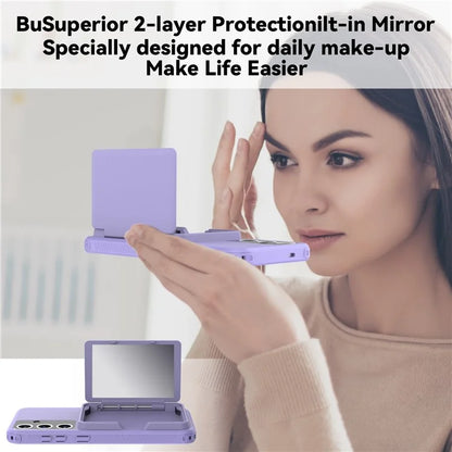 For Samsung Galaxy S24 Case Scratch-proof PC+TPU Makeup Mirror Phone Cover
