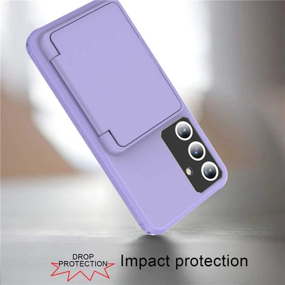 For Samsung Galaxy S24 Case Scratch-proof PC+TPU Makeup Mirror Phone Cover