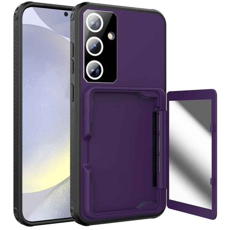 For Samsung Galaxy S24 Case Scratch-proof PC+TPU Makeup Mirror Phone Cover