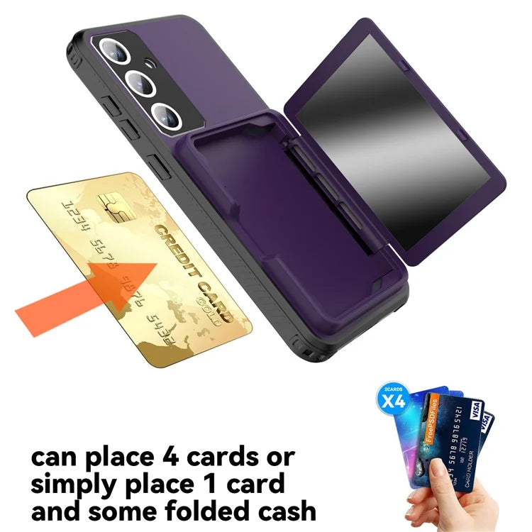 For Samsung Galaxy S24 Case Scratch-proof PC+TPU Makeup Mirror Phone Cover