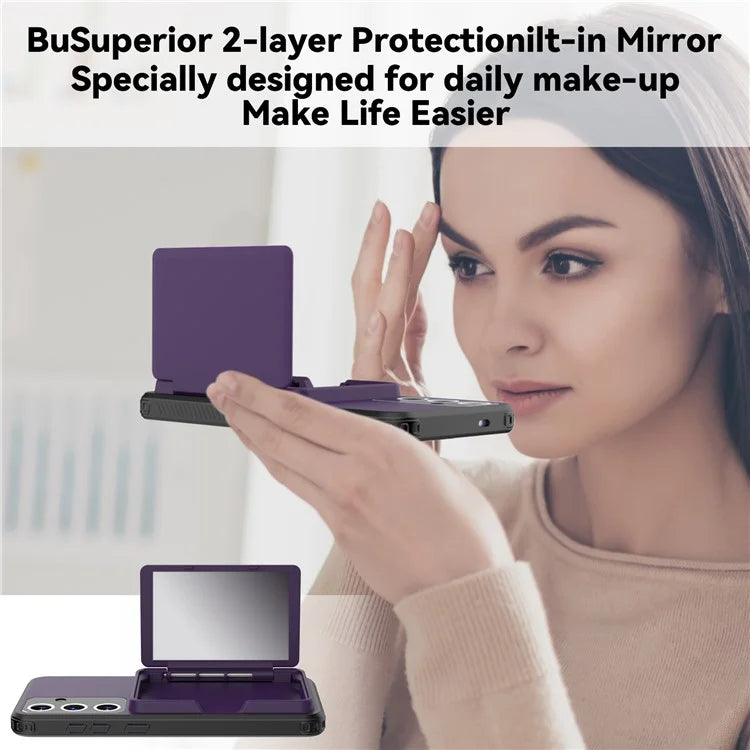 For Samsung Galaxy S24 Case Scratch-proof PC+TPU Makeup Mirror Phone Cover