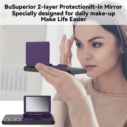 For Samsung Galaxy S24 Case Scratch-proof PC+TPU Makeup Mirror Phone Cover