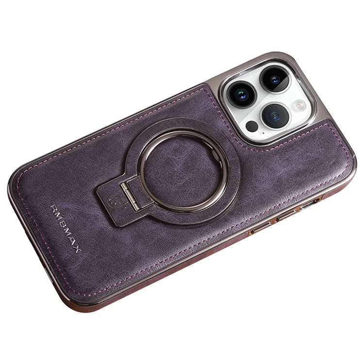 RMBMAX For iPhone 15 Pro Shockproof Case Magnetic Phone Shell with Electroplated Kickstand