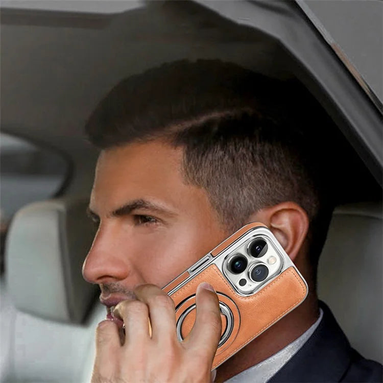 RMBMAX For iPhone 15 Pro Shockproof Case Magnetic Phone Shell with Electroplated Kickstand