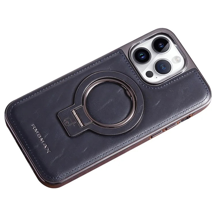 RMBMAX For iPhone 15 Pro Shockproof Case Magnetic Phone Shell with Electroplated Kickstand