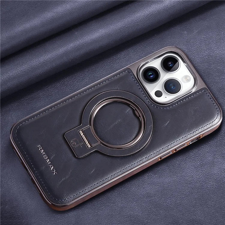 RMBMAX For iPhone 15 Pro Shockproof Case Magnetic Phone Shell with Electroplated Kickstand