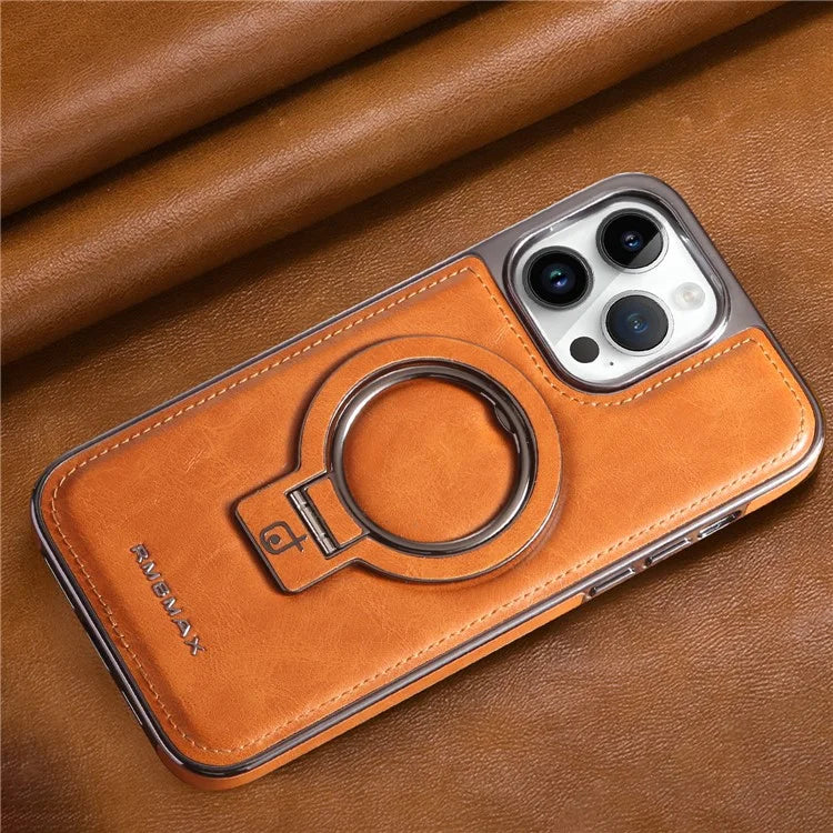 RMBMAX Shockproof Case for iPhone 15 Pro Max Electroplating Kickstand Magnetic Phone Shell