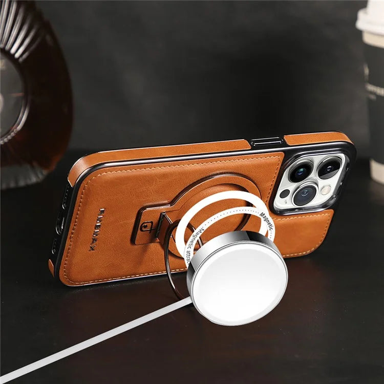 RMBMAX Shockproof Case for iPhone 15 Pro Max Electroplating Kickstand Magnetic Phone Shell