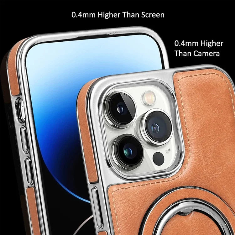 RMBMAX Shockproof Case for iPhone 15 Pro Max Electroplating Kickstand Magnetic Phone Shell