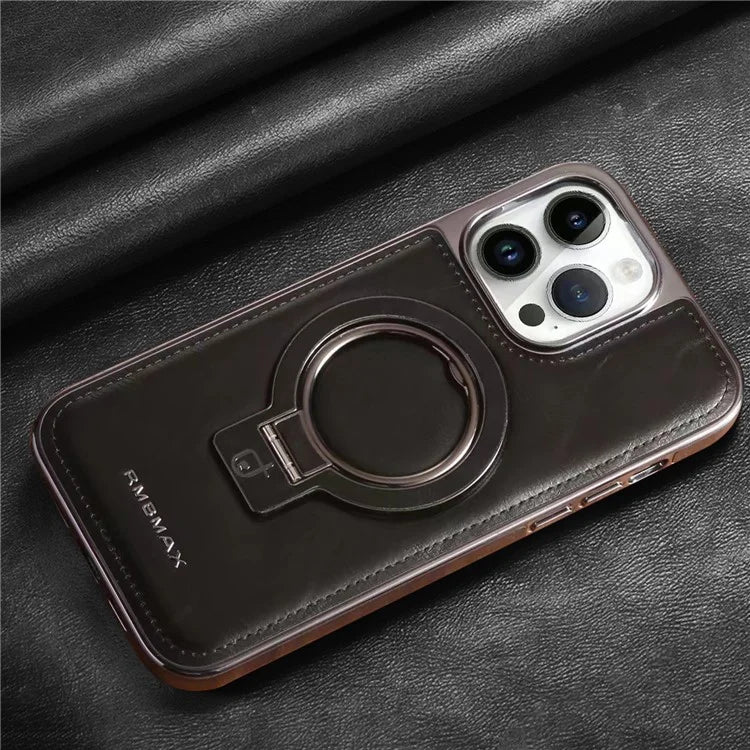 RMBMAX Shockproof Case for iPhone 15 Pro Max Electroplating Kickstand Magnetic Phone Shell