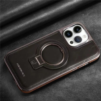 RMBMAX Shockproof Case for iPhone 15 Pro Max Electroplating Kickstand Magnetic Phone Shell