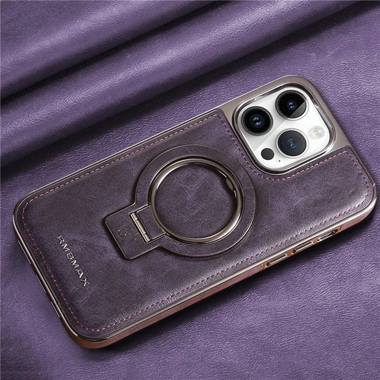 RMBMAX Shockproof Case for iPhone 15 Pro Max Electroplating Kickstand Magnetic Phone Shell