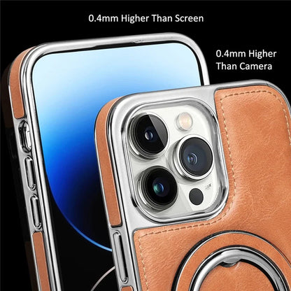 RMBMAX Shockproof Case for iPhone 15 Pro Max Electroplating Kickstand Magnetic Phone Shell