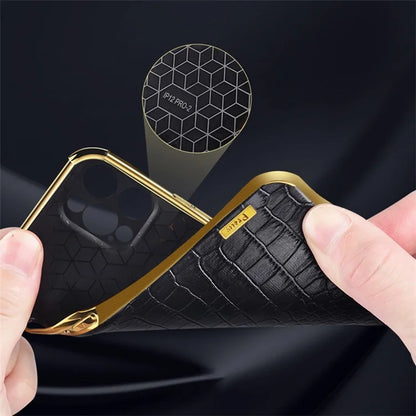 For Xiaomi Redmi 13C 5G Case Crocodile Texture Ring Kickstand Electroplated Leather+TPU Phone Cover