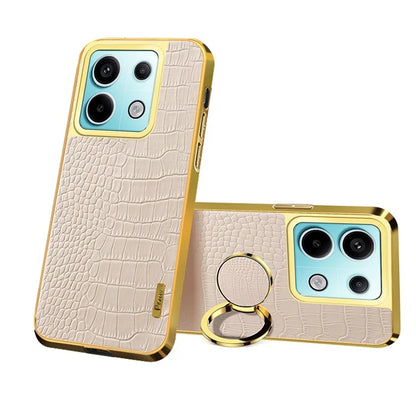 For Xiaomi Redmi Note 13 Pro 5G / Poco X6 5G Cell Phone Case Crocodile Texture Leather+TPU Cover with Ring Kickstand