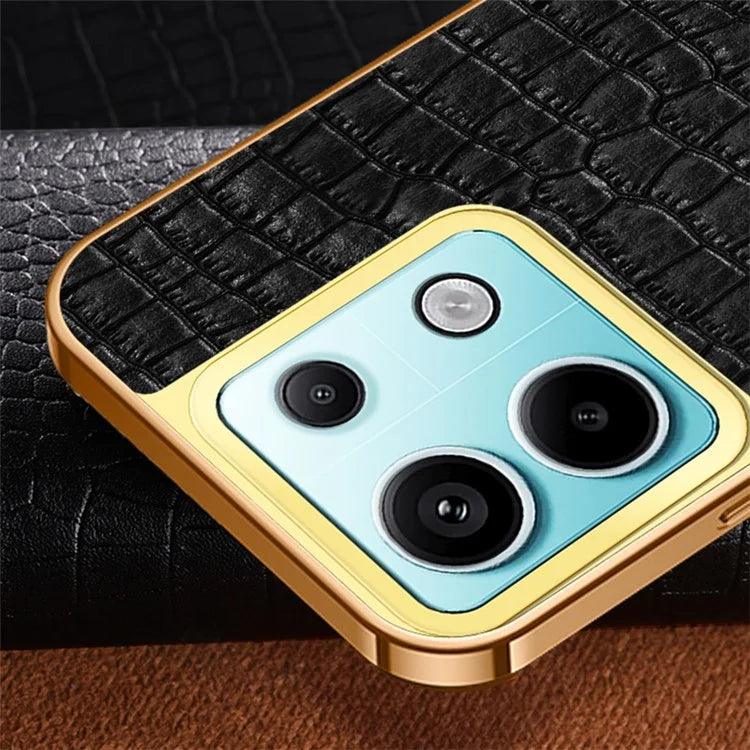 For Xiaomi Redmi Note 13 Pro 5G / Poco X6 5G Cell Phone Case Crocodile Texture Leather+TPU Cover with Ring Kickstand