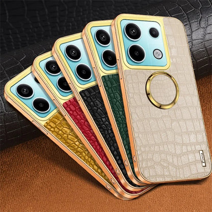 For Xiaomi Redmi Note 13 Pro 5G / Poco X6 5G Cell Phone Case Crocodile Texture Leather+TPU Cover with Ring Kickstand