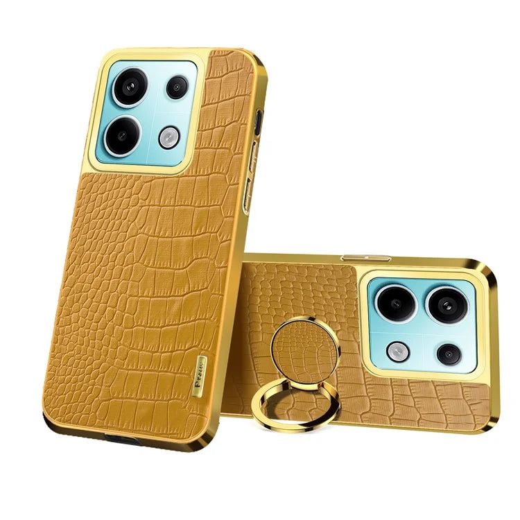 For Xiaomi Redmi Note 13 Pro 5G / Poco X6 5G Cell Phone Case Crocodile Texture Leather+TPU Cover with Ring Kickstand