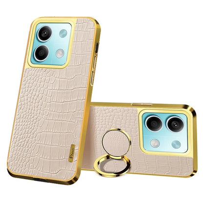 For Xiaomi Redmi Note 13 5G Cell Phone Case 6D Electroplating Ring Kickstand Leather+TPU Cover